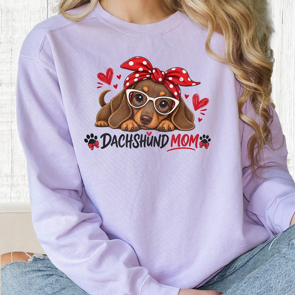 Comfort Colors Dachshund Mom Premium  Sweatshirt - Orchid