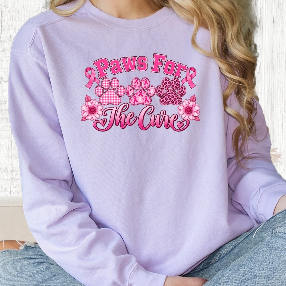 Comfort Colors Paws For The Cure Premium  Sweatshirt - Orchid