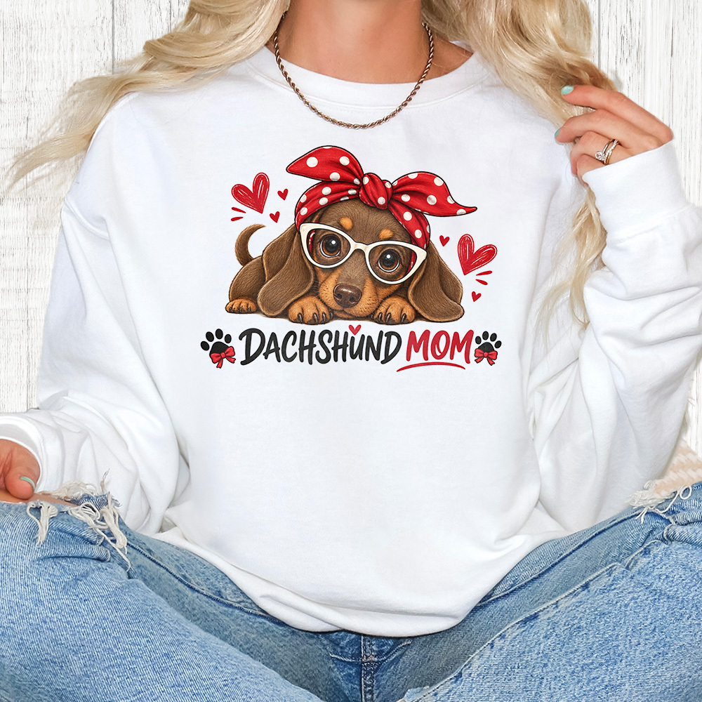 Comfort Colors Dachshund Mom Premium  Sweatshirt - White