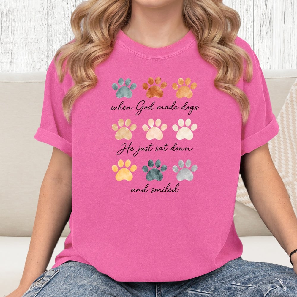 Comfort Colors When God Made Dogs Vintage Washed Tee - Crunchberry