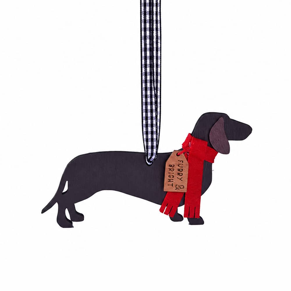 Wooden Dachshund Christmas Ornament