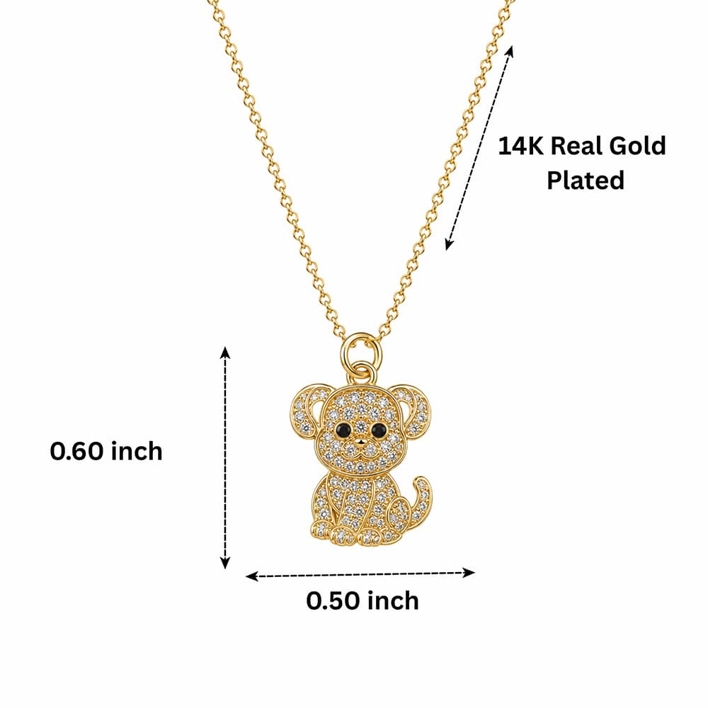 Golden Good Boy Crystal Puppy Necklace - Image 3