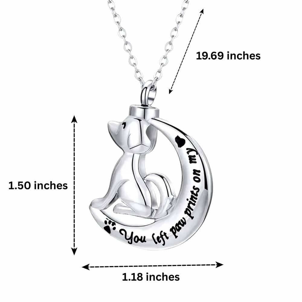 You Left Paw Prints on My Heart Dog Necklace - Silver - Image 3