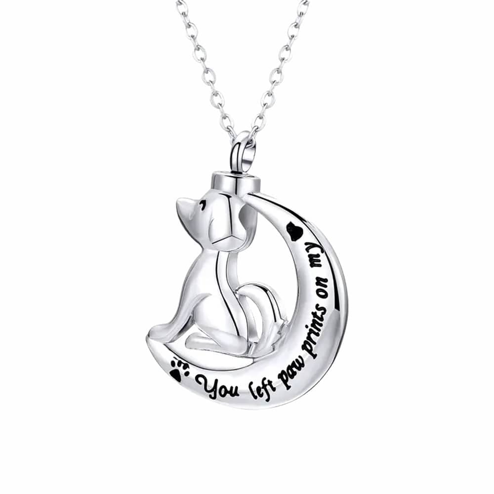 You Left Paw Prints on My Heart Dog Necklace - Silver