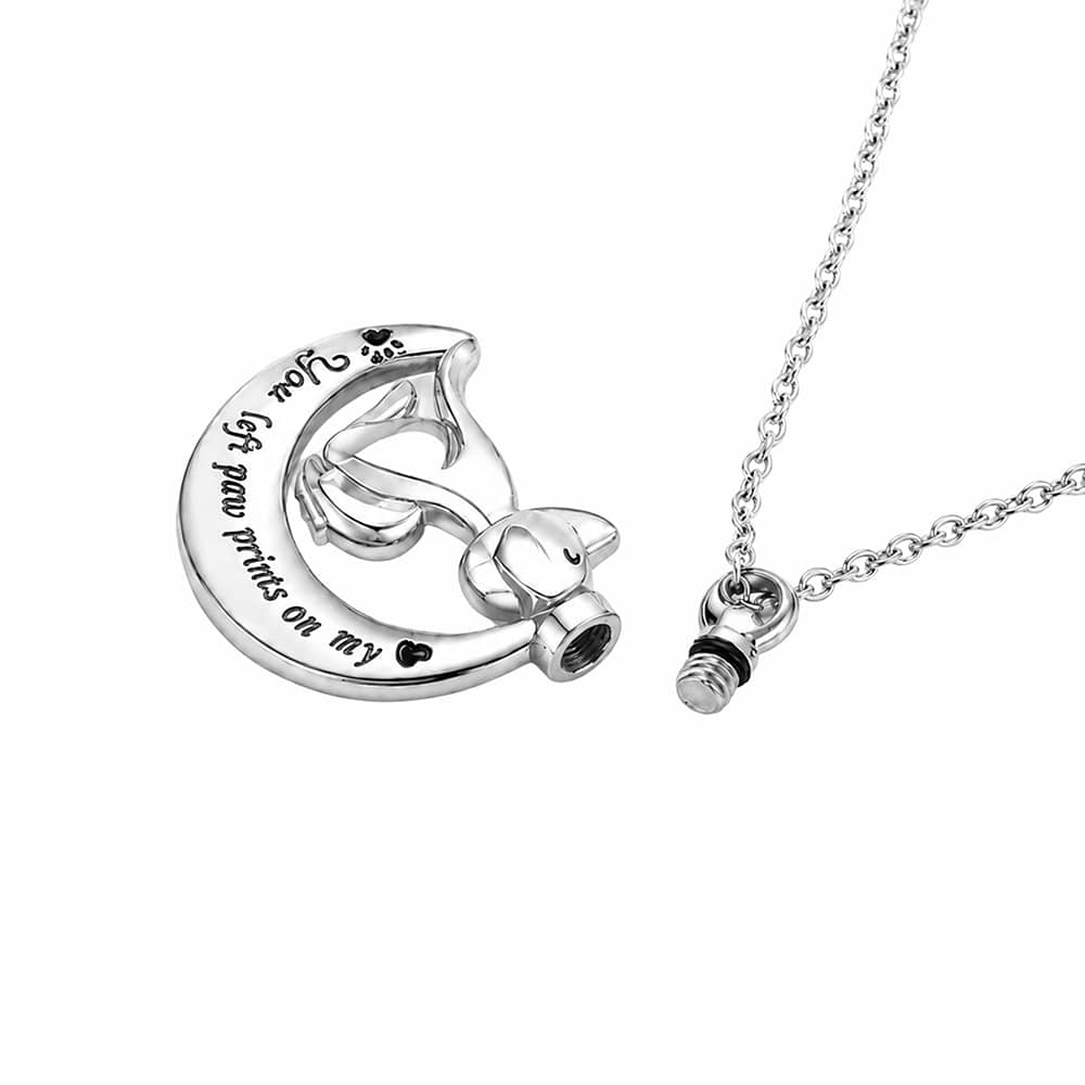 You Left Paw Prints on My Heart Dog Necklace - Silver - Image 5