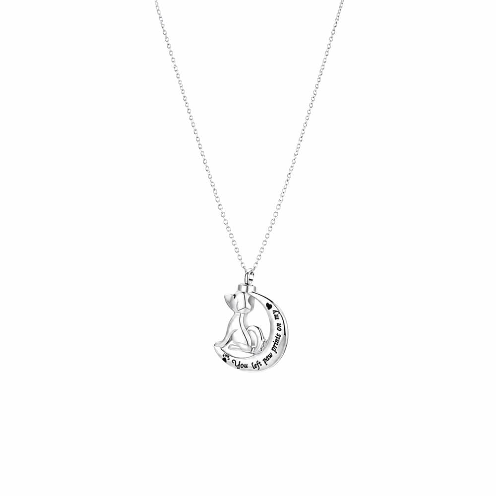 You Left Paw Prints on My Heart Dog Necklace - Silver - Image 6