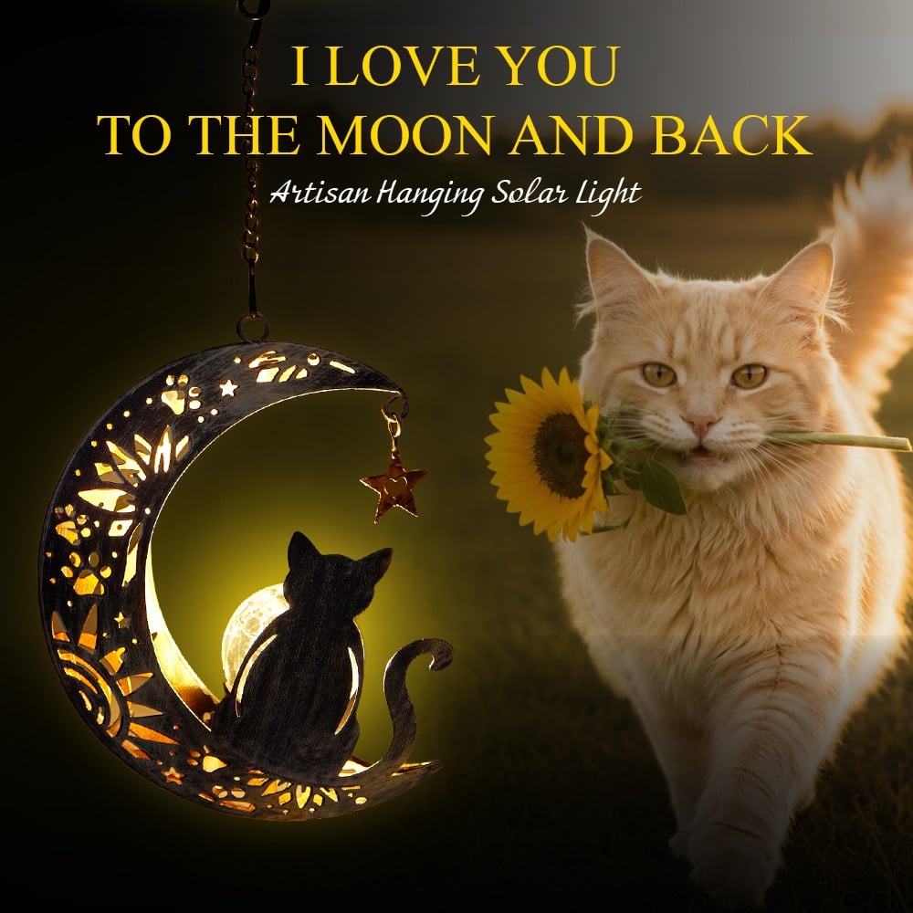 I Love You To The Moon & Back- The Ultimate Garden Solar Lantern for Cat Lovers