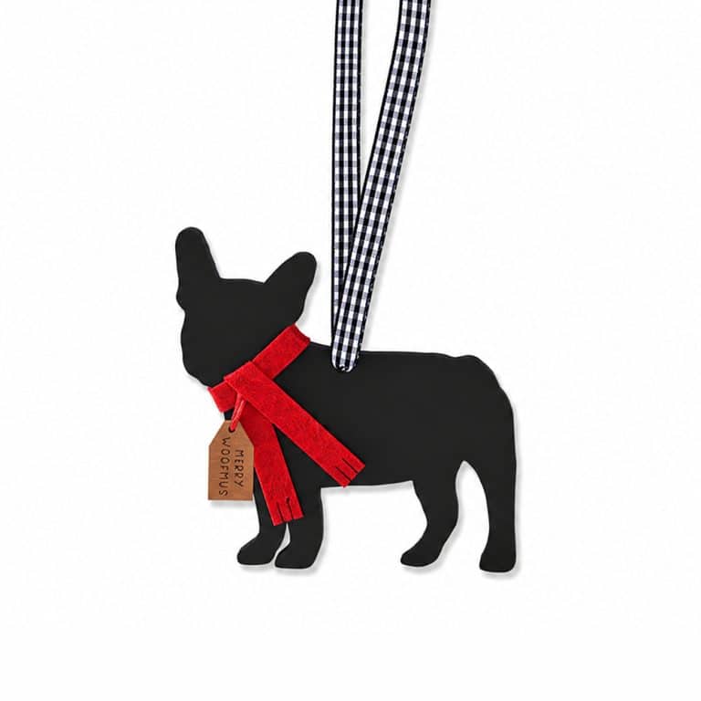 Wooden French Bulldog Christmas Ornament