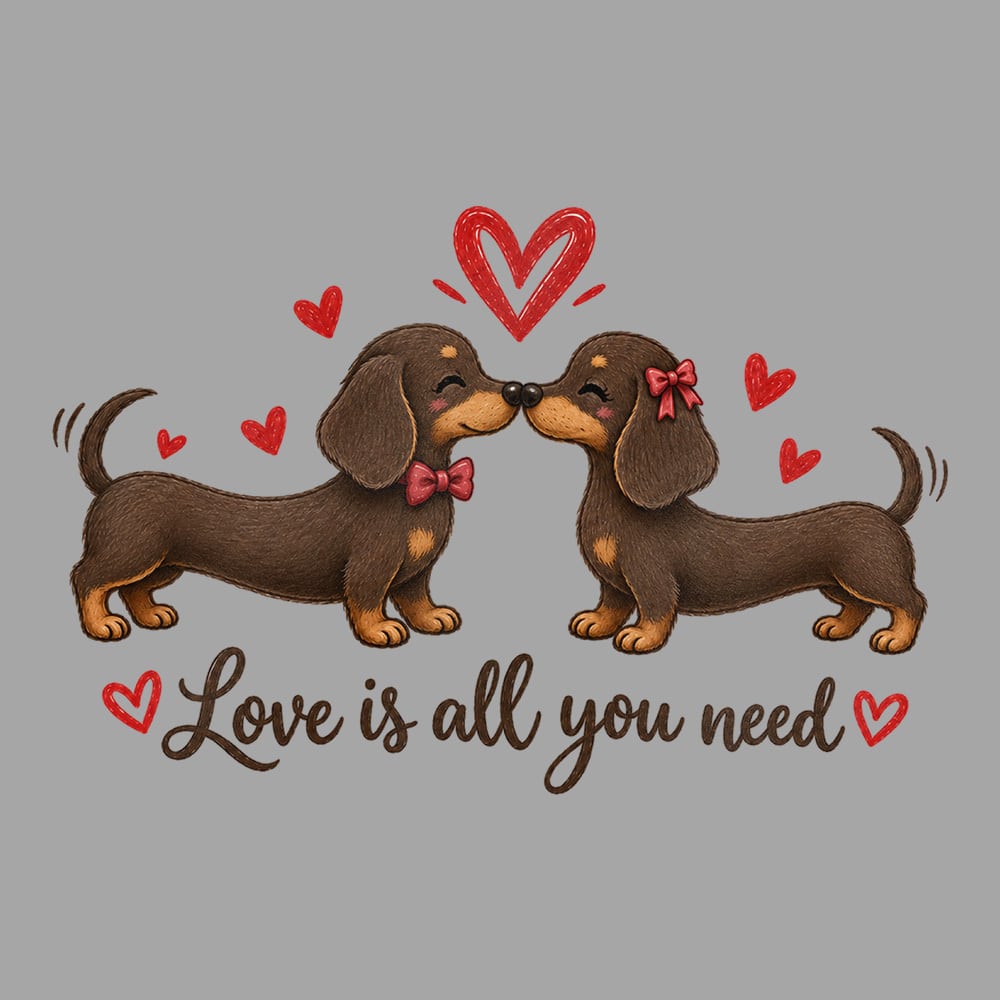 Love Is All You Need Dachshunds Sweatshirt Heather Grey - Image 2