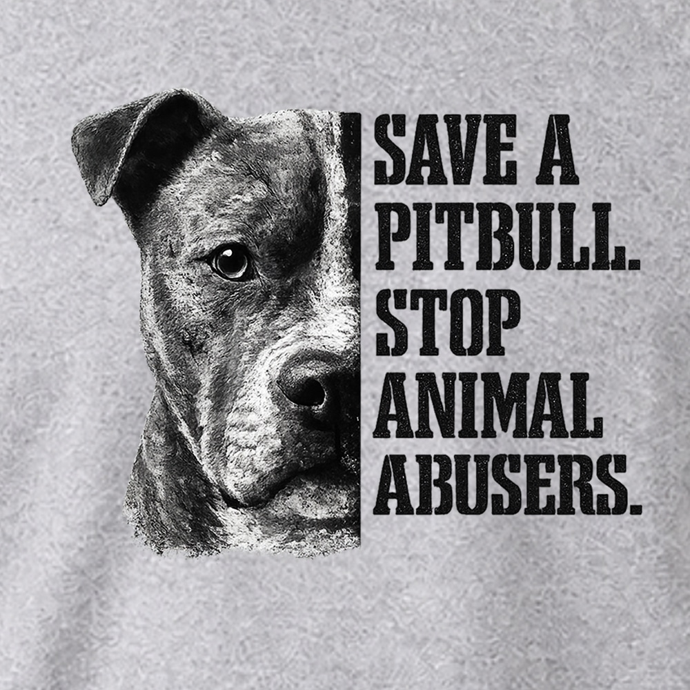 Save A PitBull. Stop Animal Abusers Standard Tee Heather Grey - Image 3