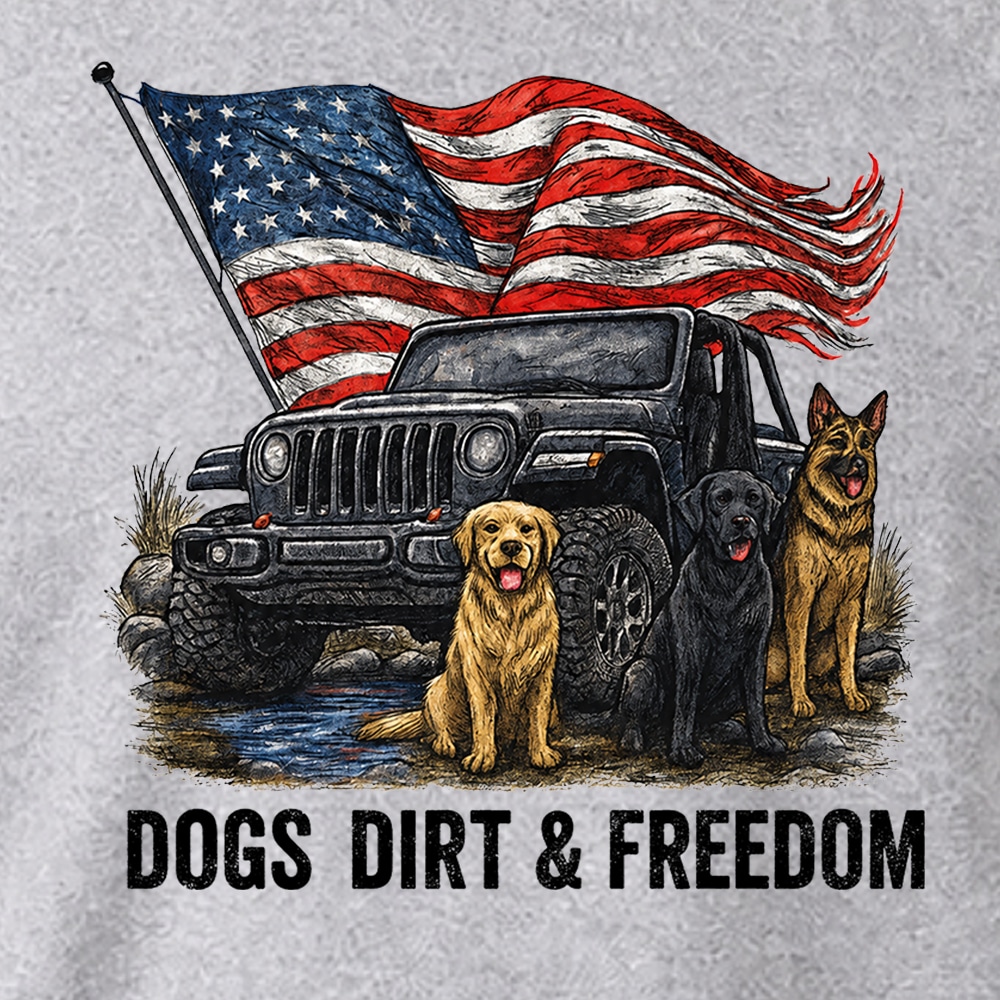 Dogs Dirt & Freedom Standard Tee Heather Grey - Image 3