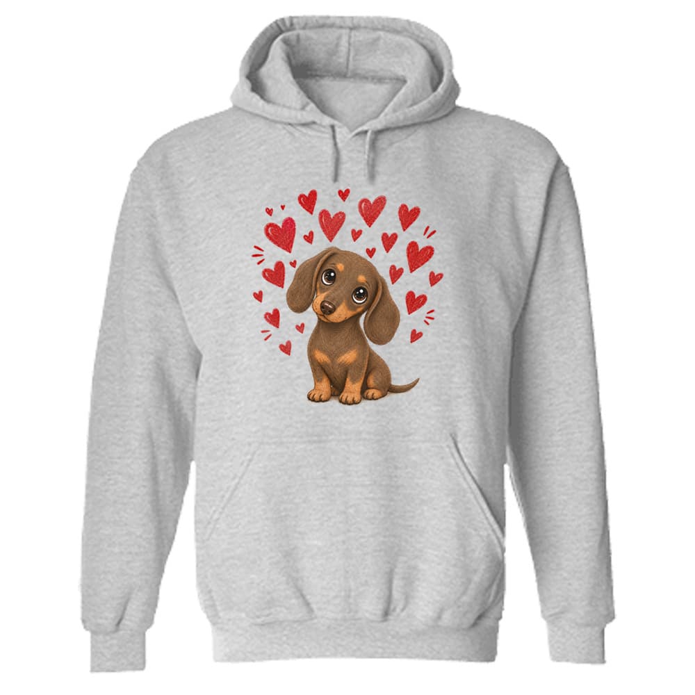 Sweetheart Dachshund Hoodie Heather Grey