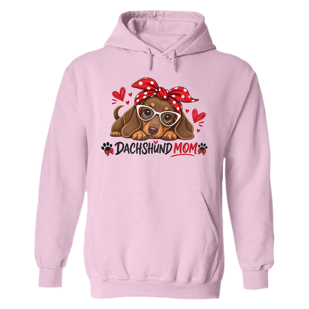 Dachshund Mom Hoodie Light Pink