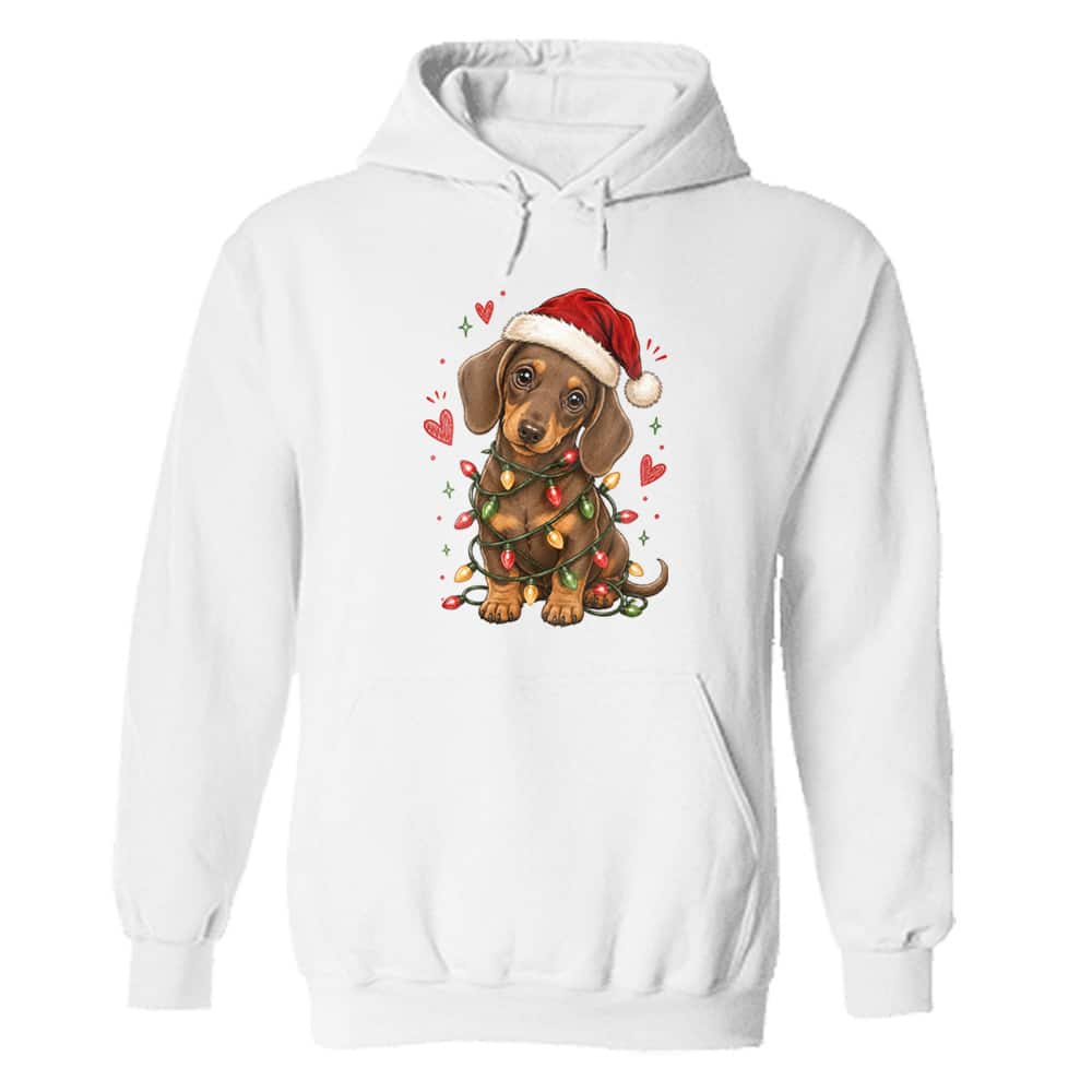 Christmas Lights Dachshund Hoodie White