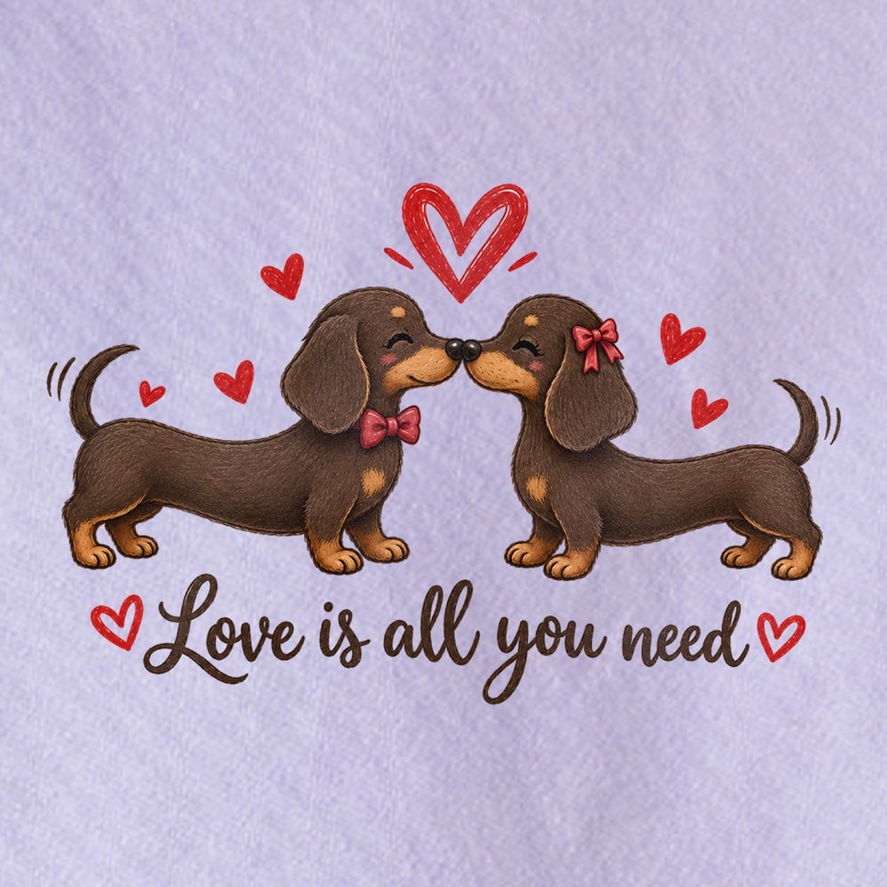 Comfort Colors Love Is All You Need Dachshunds Premium Sweatshirt - Orchid - Image 2