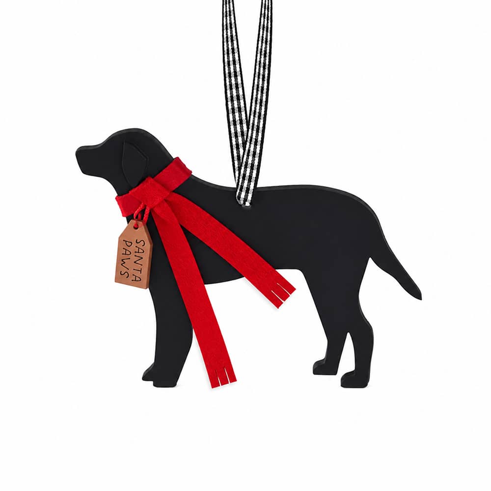 Wooden Black Lab Christmas Ornament