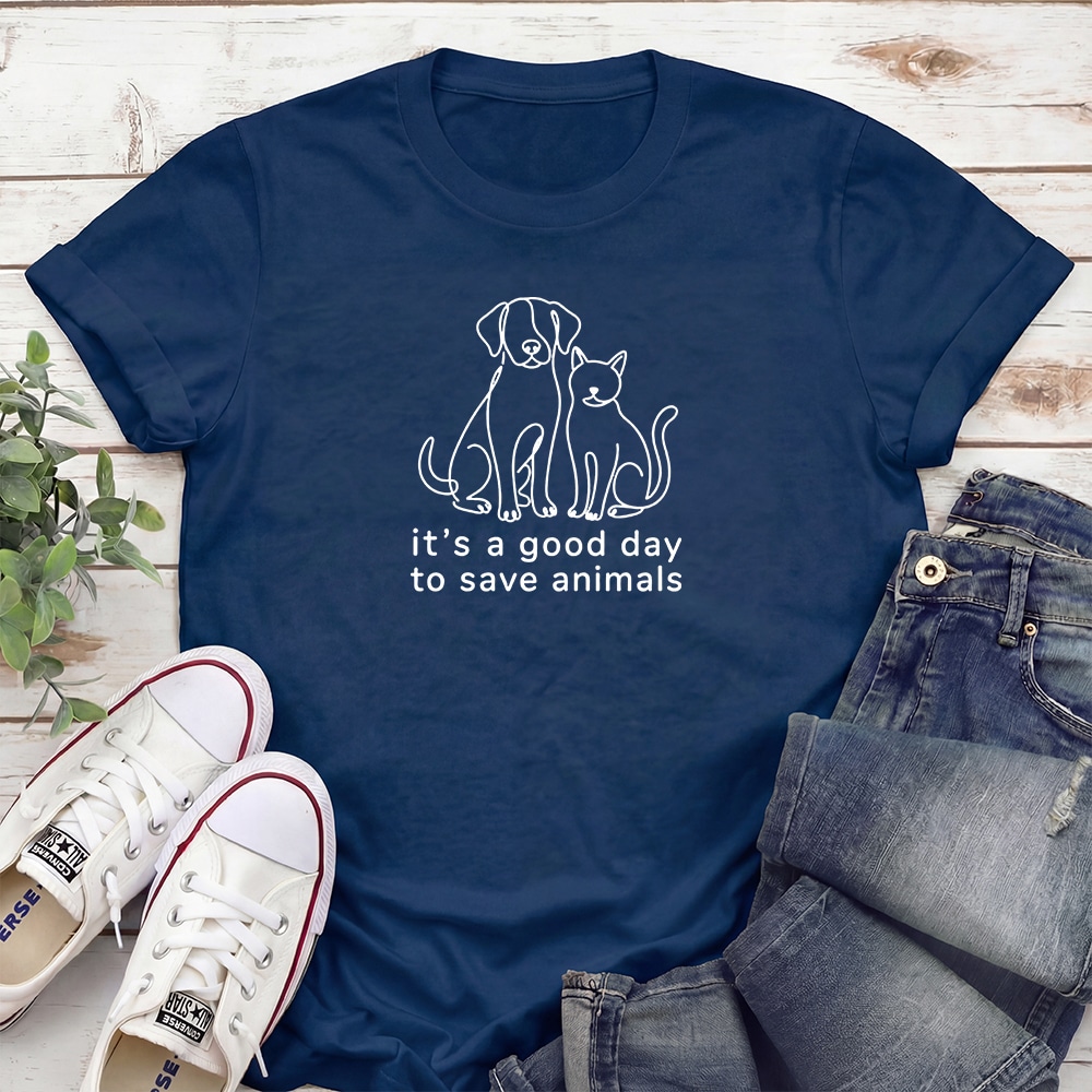 It’s A Good Day To Save Animals Standard Tee Navy