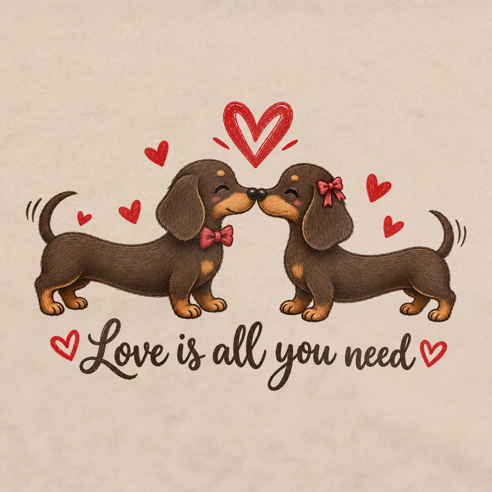 Love Is All You Need Dachshunds Hoodie Sand - Image 2