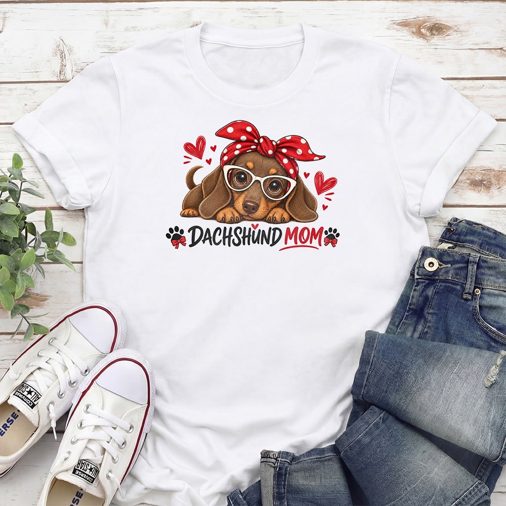 Dachshund Mom Standard Tee White