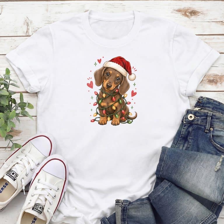 Christmas Lights Dachshund Standard Tee White