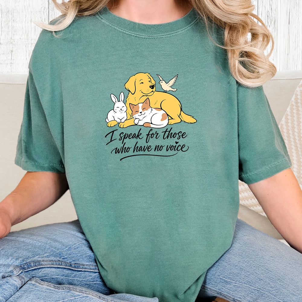 Comfort Colors I Speak For Those Who Have No Voice Vintage Washed Tee - Seafoam