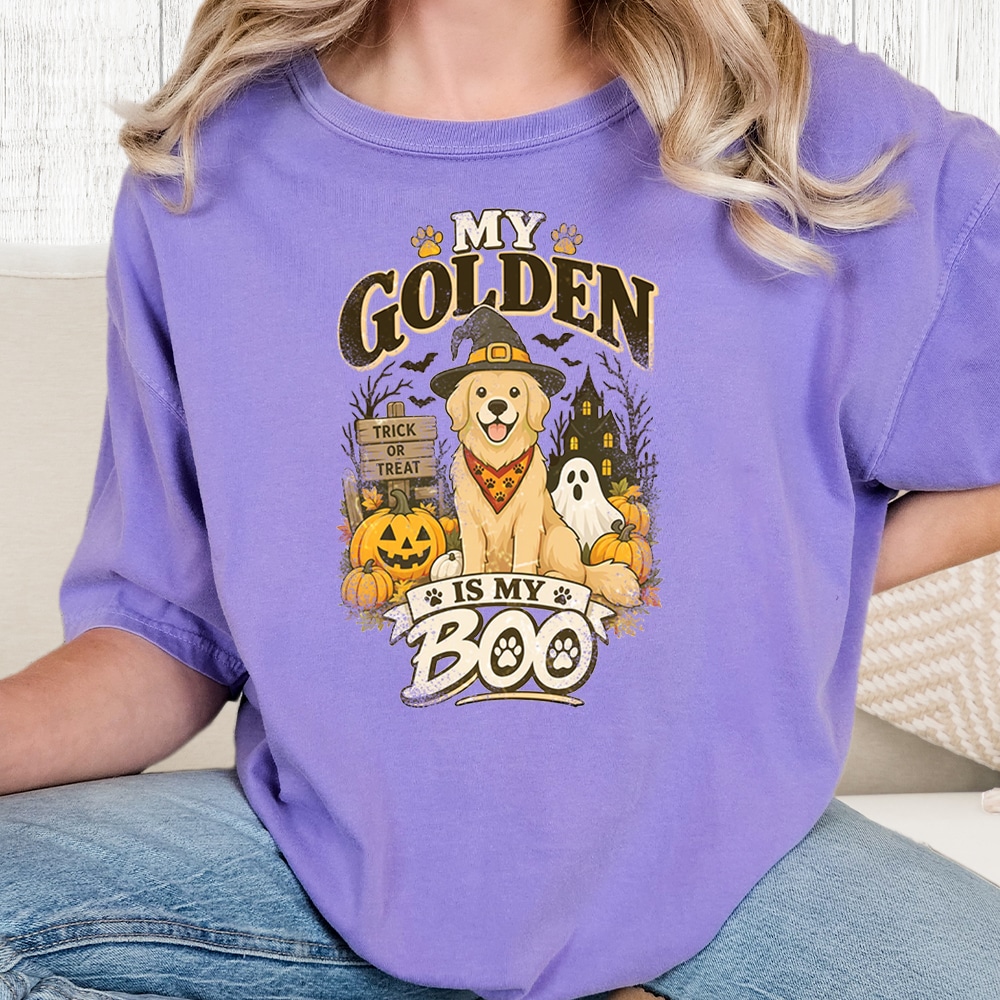 Comfort Colors My Golden Is My Boo Vintage Washed Tee - Violet