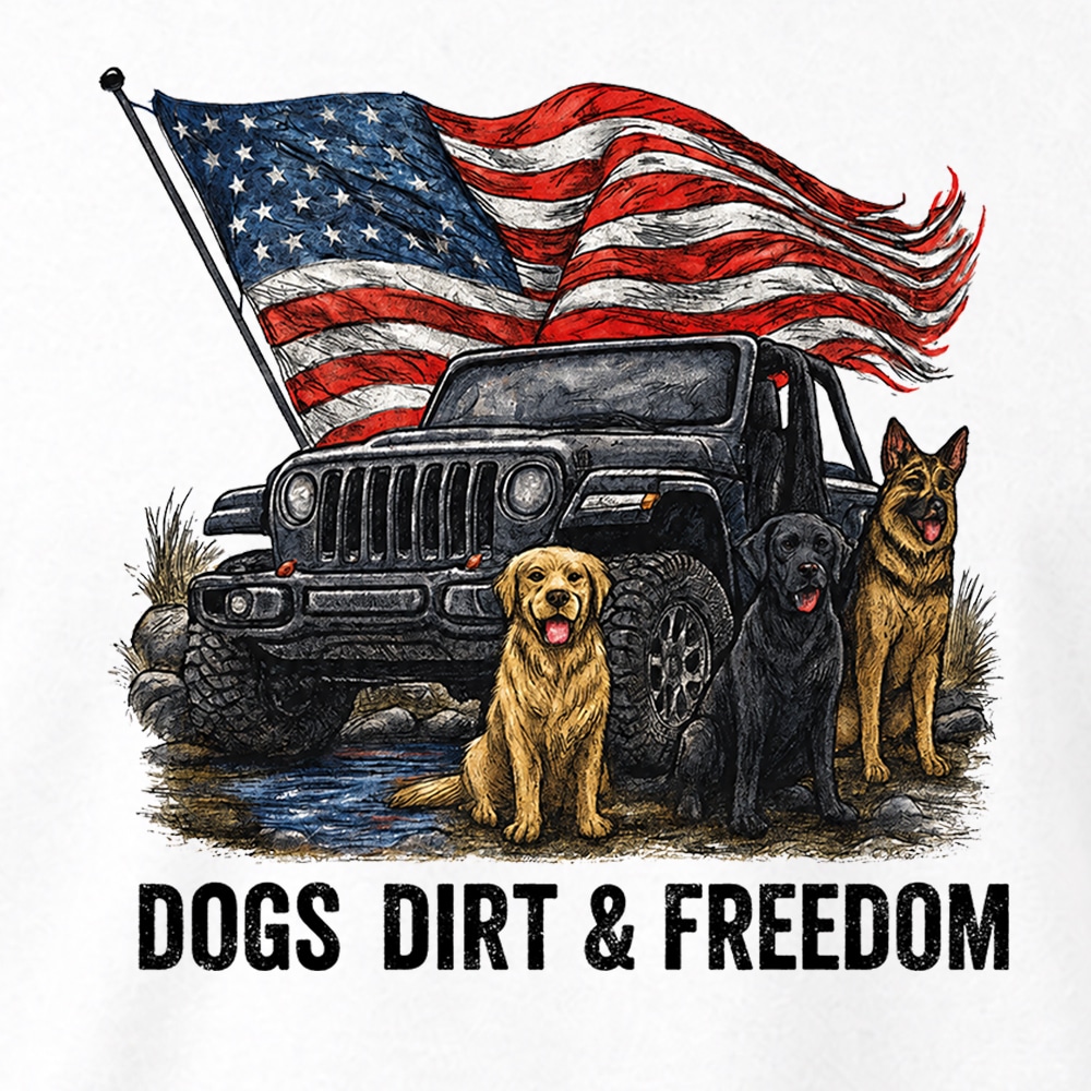Dogs Dirt & Freedom Standard Tee White - Image 3