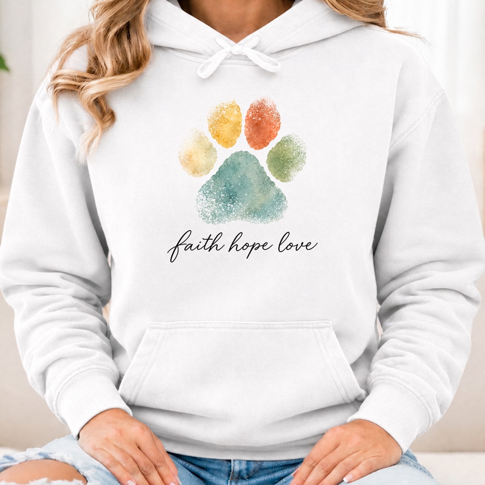 Comfort Colors Faith Hope Love Paw Premium Hoodie White