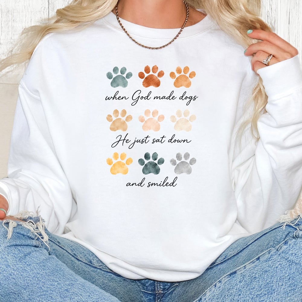 Comfort Colors When God Made Dogs Premium Sweatshirt - White