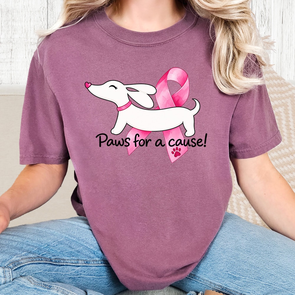 Comfort Colors Paws For A Cause Dog & Bow Vintage Washed Tee - Berry