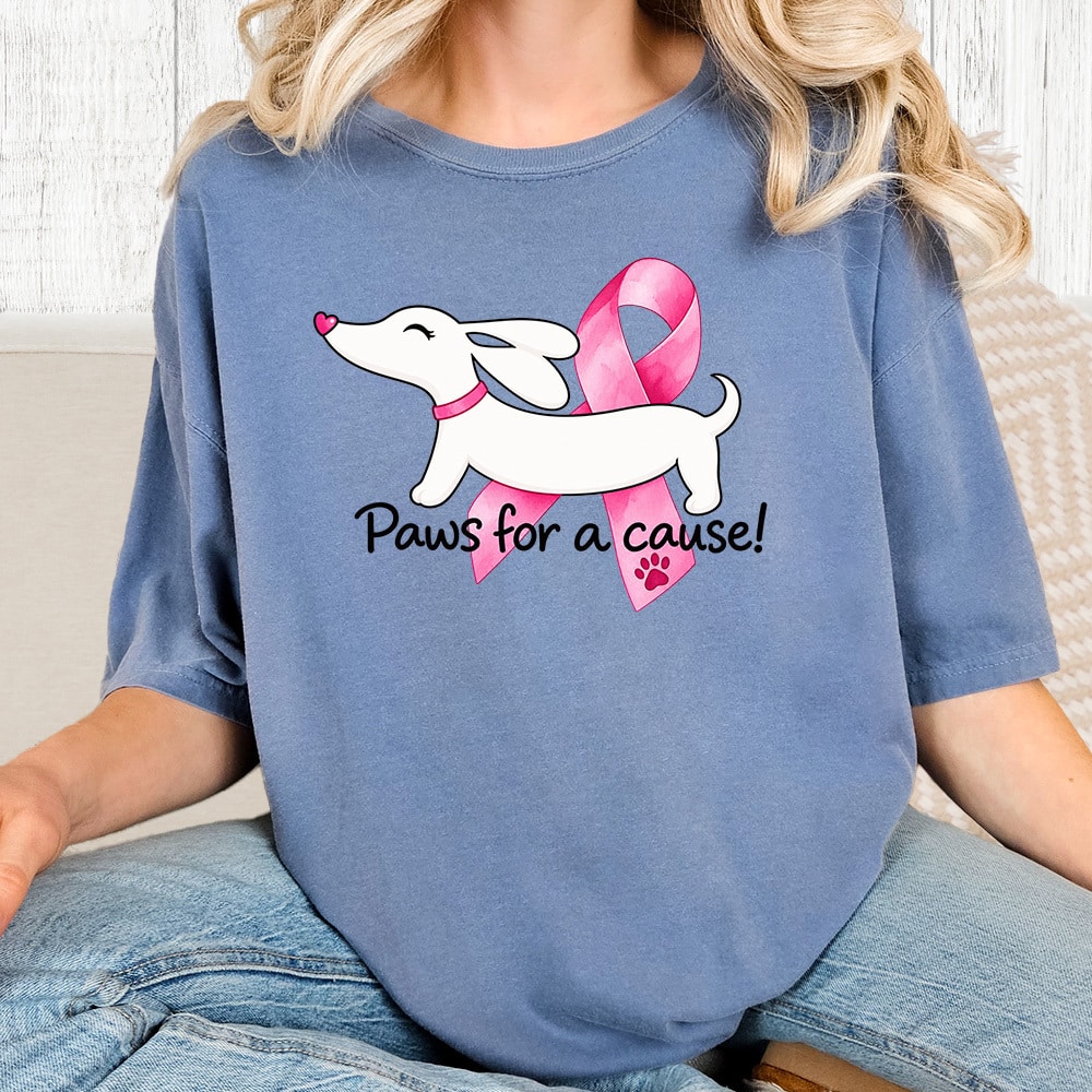 Comfort Colors Paws For A Cause Dog & Bow Vintage Washed Tee - Blue Jean