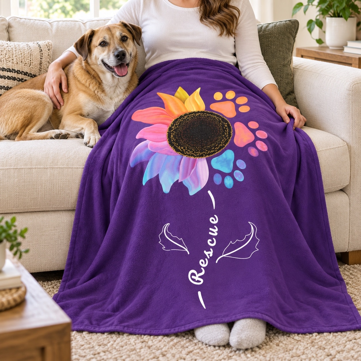 Rescue Flower Cozy Plush Fleece Blanket - 50"x60"