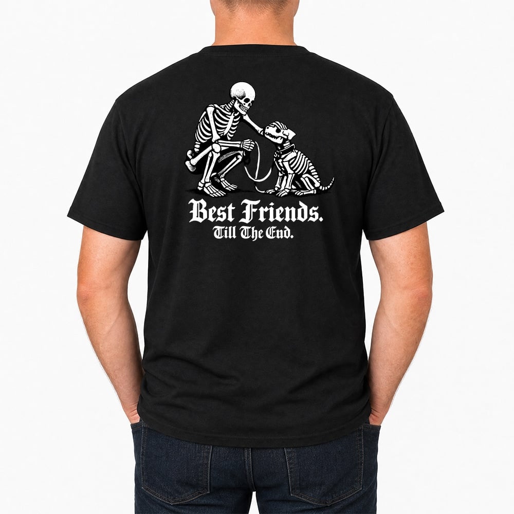 Best Friends Until The End Skeletons Standard Tee Black