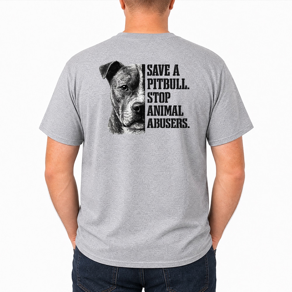 Save A PitBull. Stop Animal Abusers Standard Tee Heather Grey