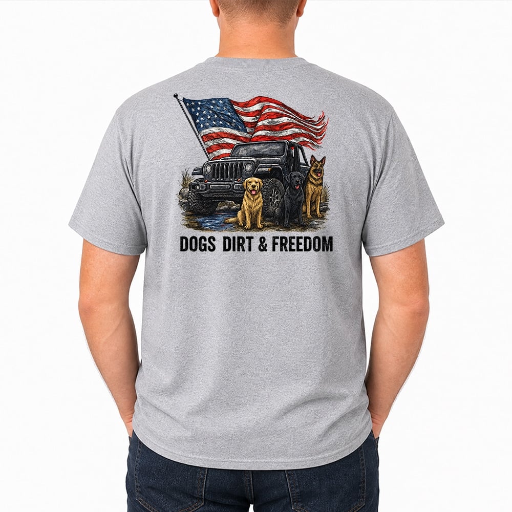 Dogs Dirt & Freedom Standard Tee Heather Grey