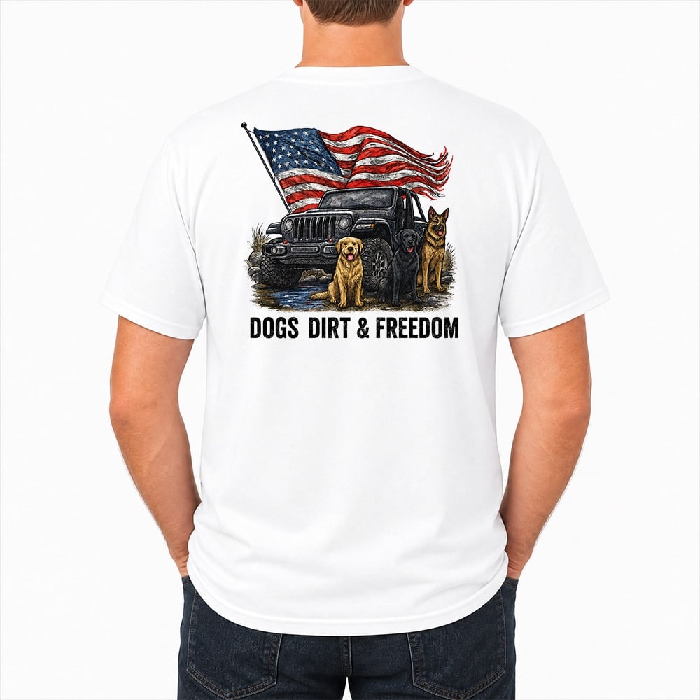 Dogs Dirt & Freedom Standard Tee White