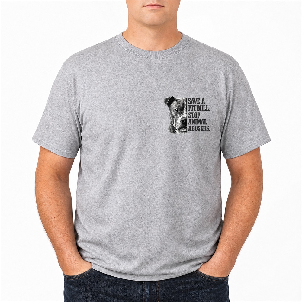 Save A PitBull. Stop Animal Abusers Standard Tee Heather Grey - Image 2