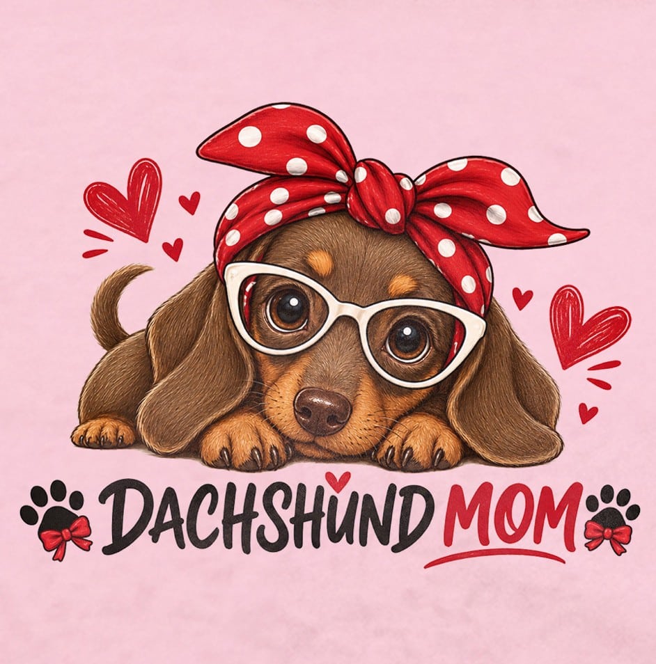 Dachshund Mom Hoodie Light Pink - Image 2