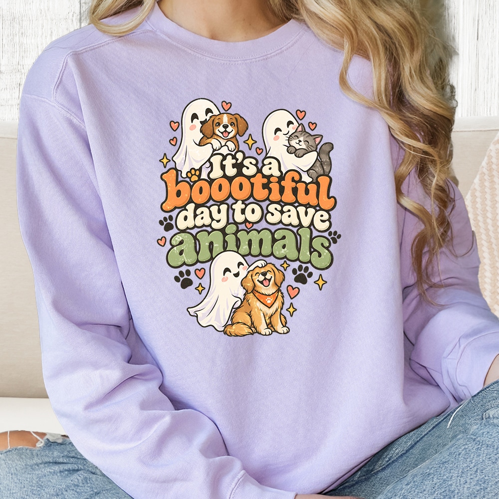 Comfort Colors It’s A Boootiful Day To Save Animals Premium  Sweatshirt - Orchid