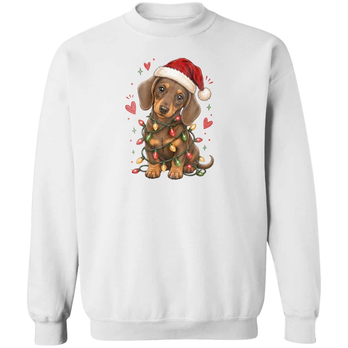 Christmas Lights Dachshund Sweatshirt White
