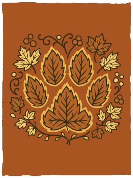 Autumn Leaves Paw Cozy Plush Fleece Dog Blanket - 30"x40"