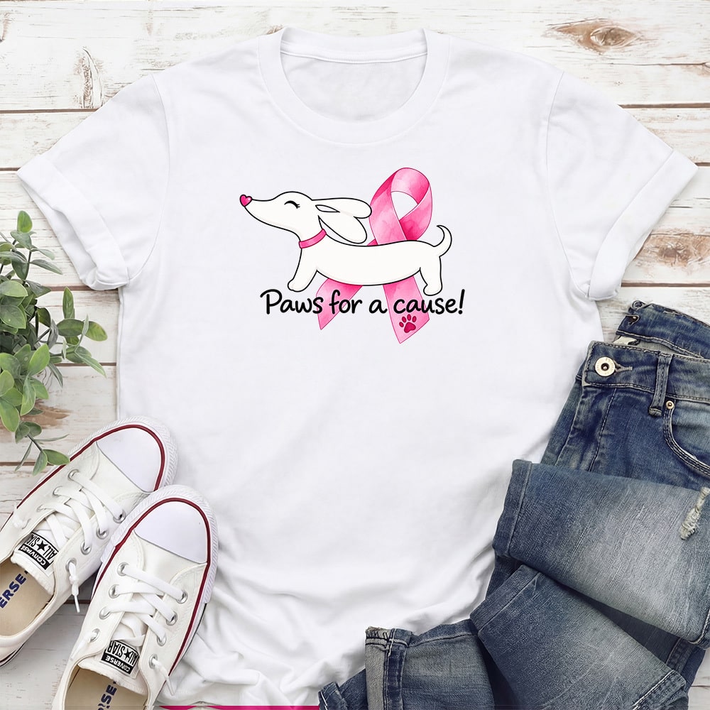 Paws For A Cause Dog & Bow Standard Tee White