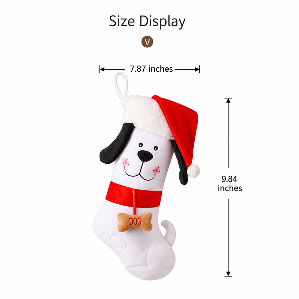 Santa Paws White Dog Christmas Stocking - Image 4