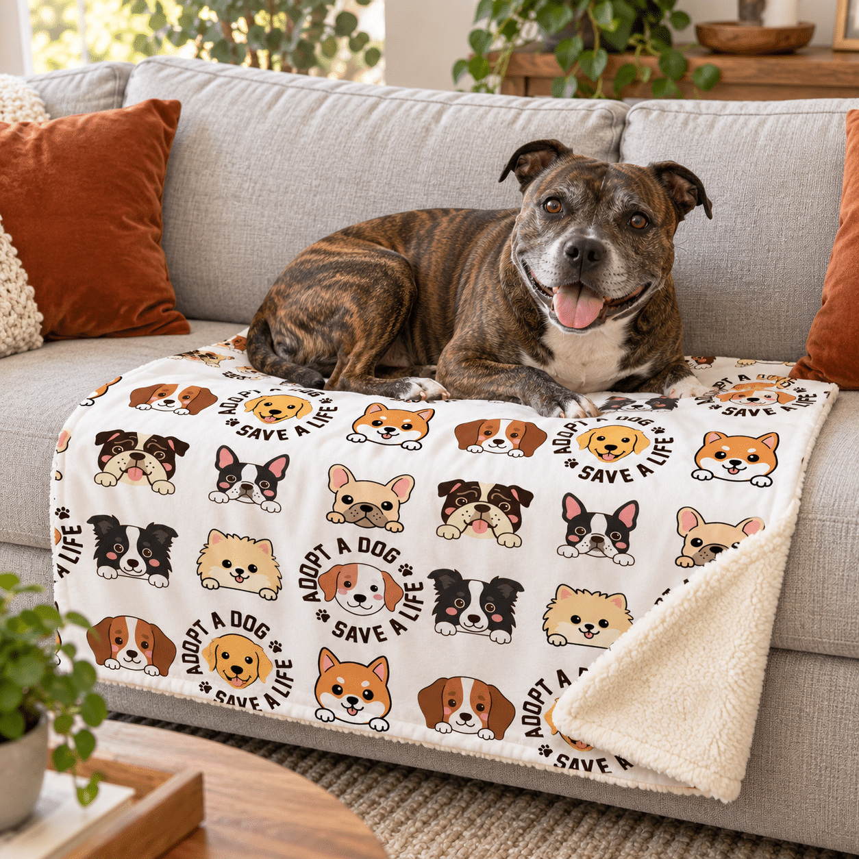 Adopt A Dog Playful Pups Premium Sherpa Blanket 30x40