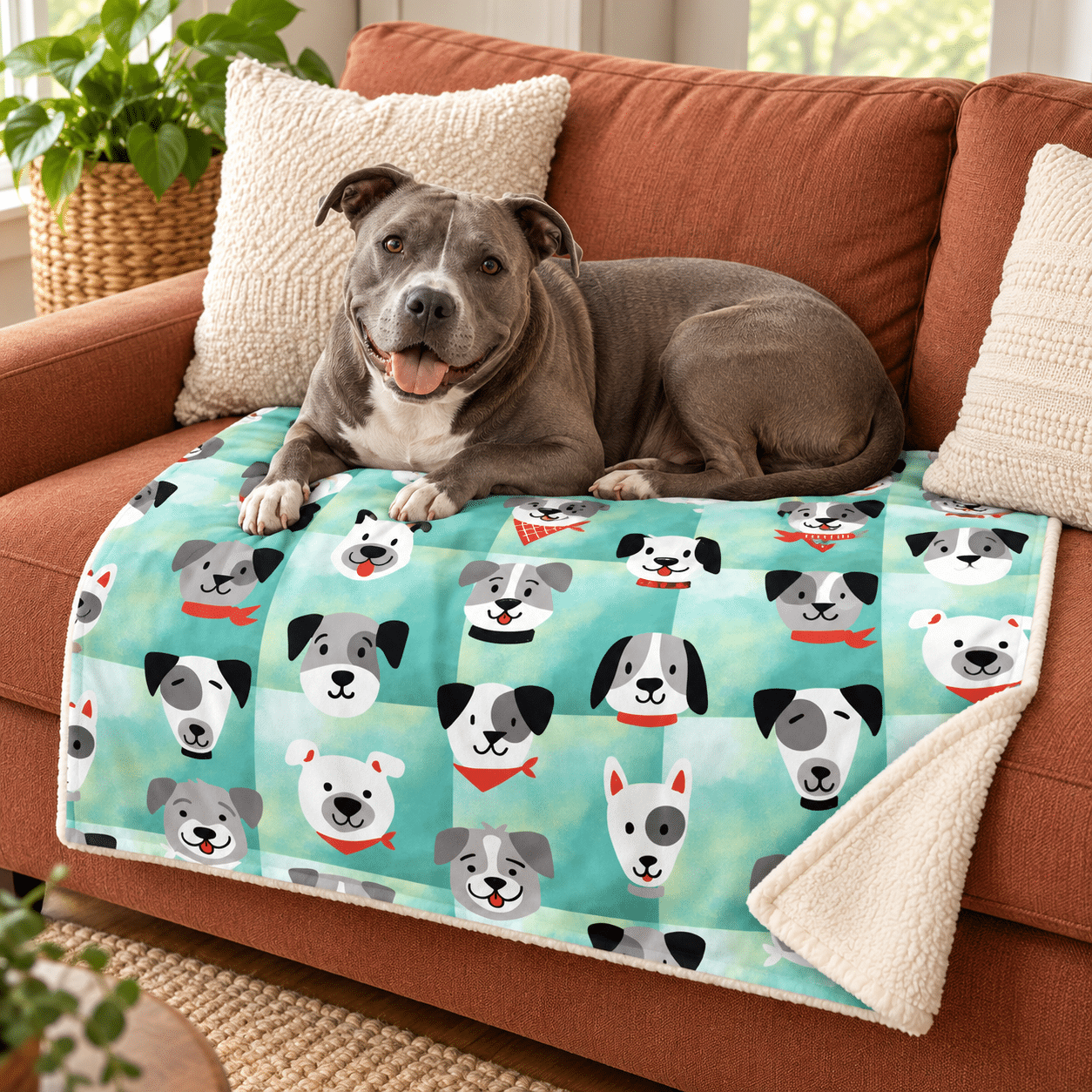Teal Pups Premium Sherpa Blanket 30x40