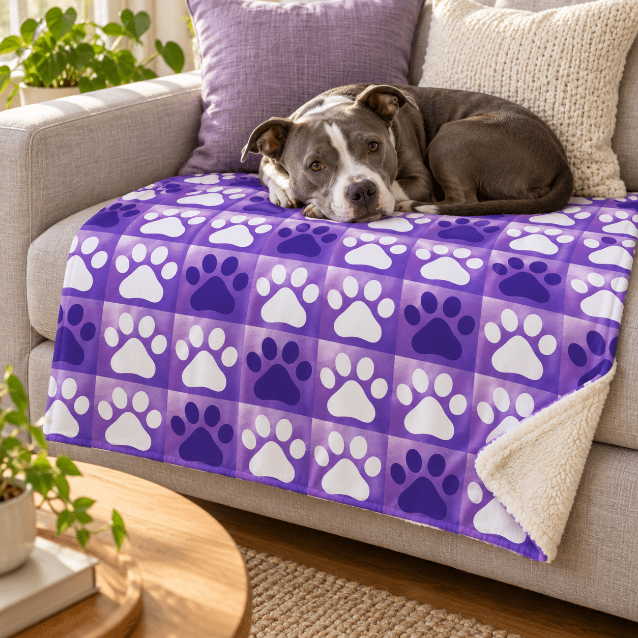 Purple Paws Premium Sherpa Blanket 30x40