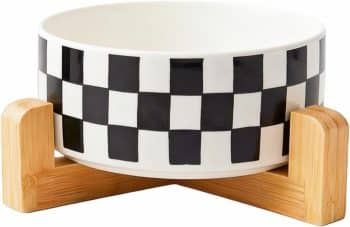  TRUVIC Ceramic Dog Bowl with Wood Stand