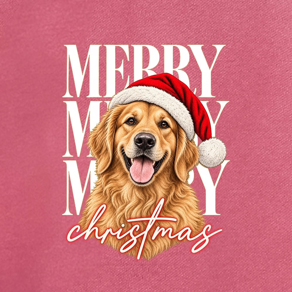 Comfort Colors Merry Merry Merry Christmas Golden Premium Hoodie Crimson - Image 2