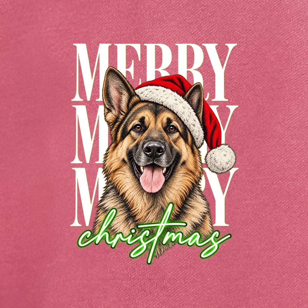 Comfort Colors Merry Merry Merry Christmas Shepherd Premium Sweatshirt - Crimson - Image 2