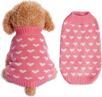 Dxhycc Dog Knitted Sweater Heart Puppy Sweater